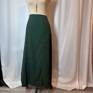 Vtg Notations Faux Suede Maxi Skirt Sz S Green A Line 90s Phoebe Buffay Boho EUC